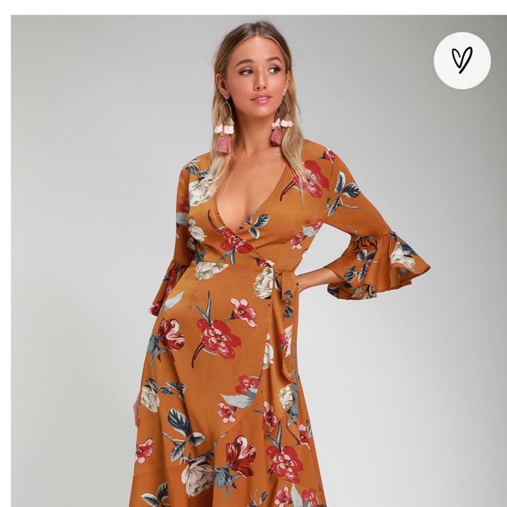 Lulus mustard floral dress